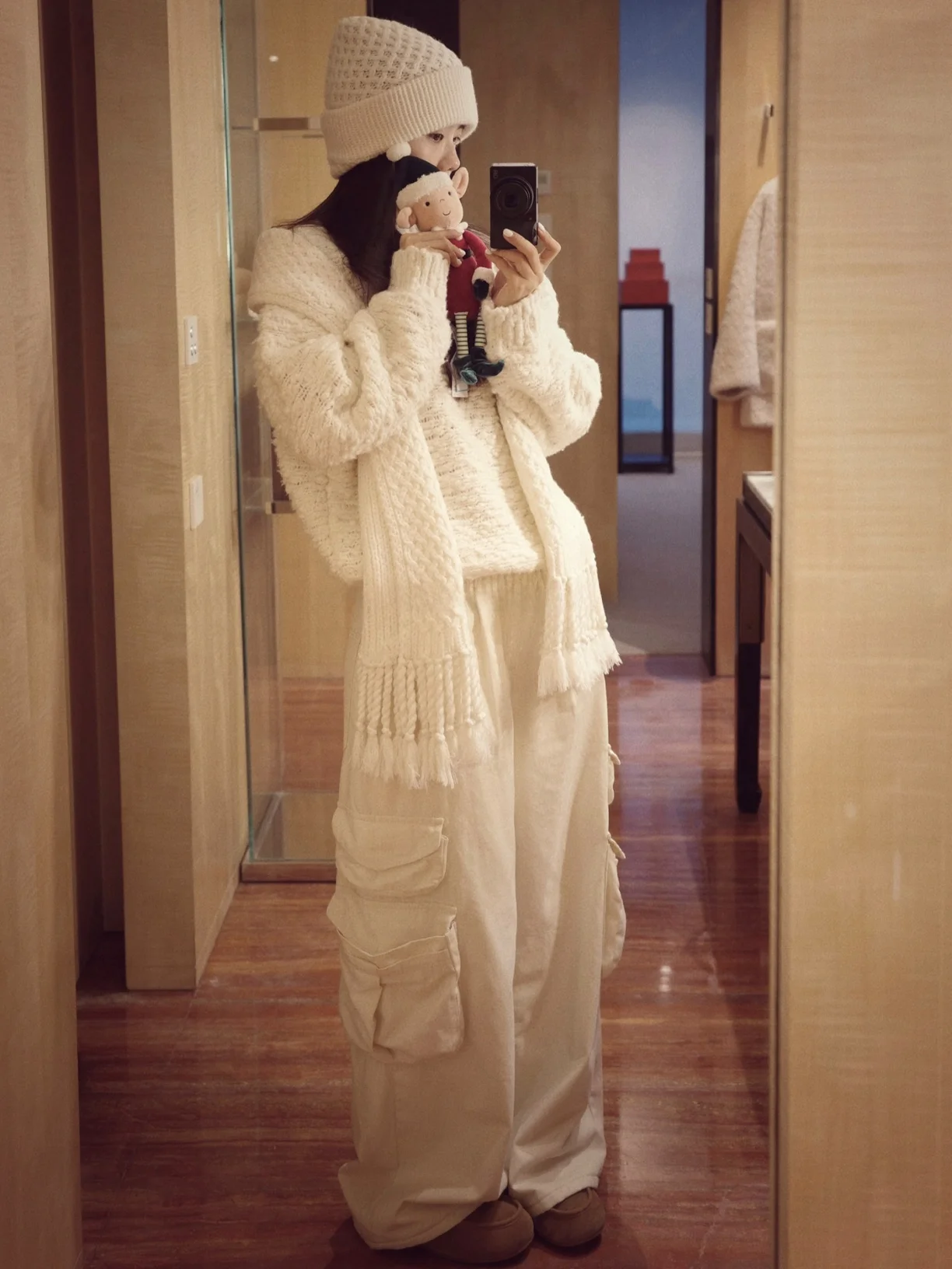 

PEACHZHOU Fce Lined Casual Pants American Sle Wide Leg Long Trousers Multiple kets Loose Fit Comfortable Cotton