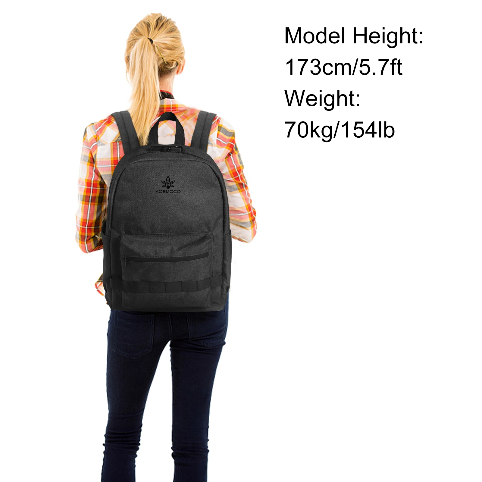 Smell Proof Backpack with Lock  Activated Carbon Lining Backpack for Travel Commuter