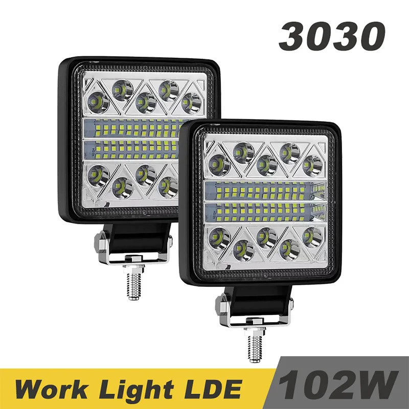 

24v Search Light Spotlight Offroad Headlight LED Work Light Bar 3030 LED 34SMD Square For Tractor SUV Truck Driving Fog Lamp