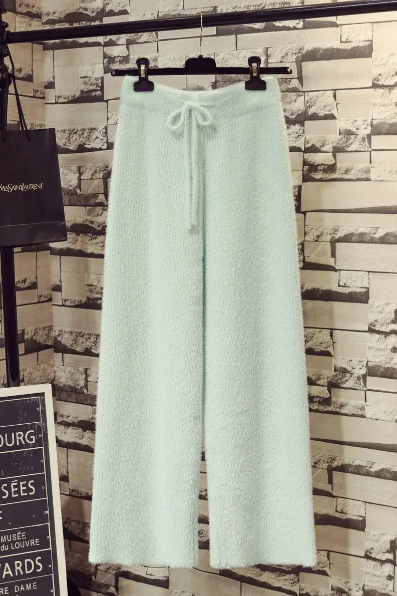 

Осень-зима, новые вязаные кашемировые широкие брюки, женские повседневные прямые брюки длиной до пола, удобные мягкие ткани CQ34