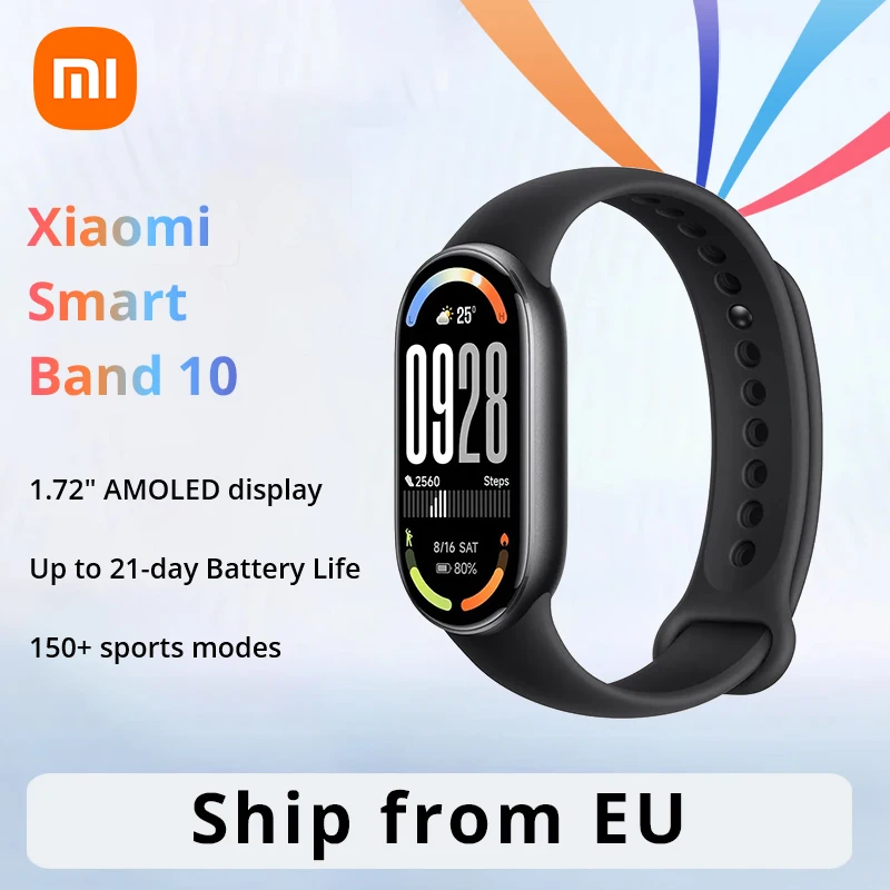 Xiaomi Smart Band 10 autonomie de 21 jours, écran AMOLED de 1,72 pouces, recharge magnétique, compatible Android 8.0 ou iOS 14.0