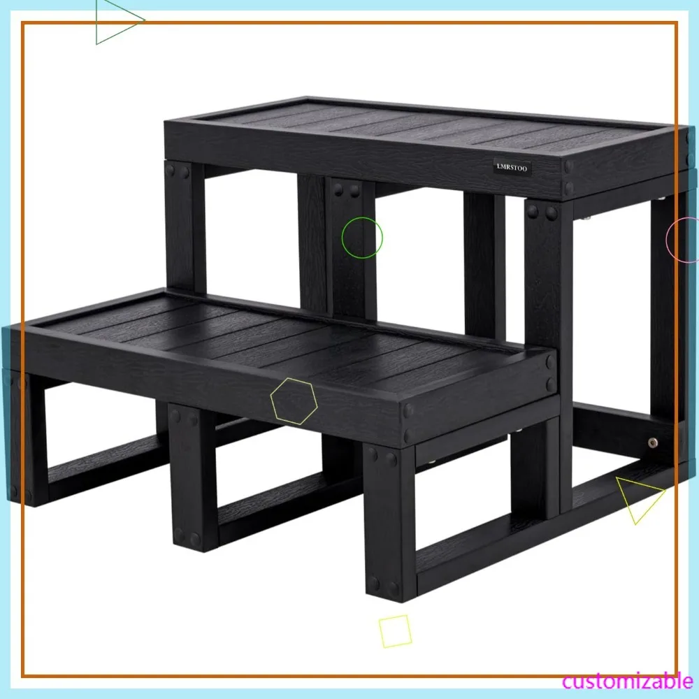 Escalones universales para jacuzzi, capacidad de 800 lb, escaleras de plástico antideslizantes con apariencia de madera para spa, caravana, terraza y uso en exteriores.
