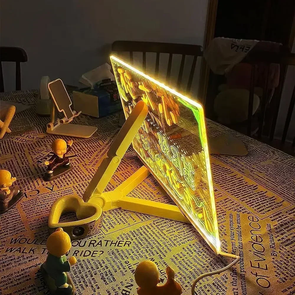 Nuevo tablero marcador acrílico brillante LED luminoso borrable tablero de dibujo para niños juguetes de dibujo tablero de mensajes de letras regalo de Navidad