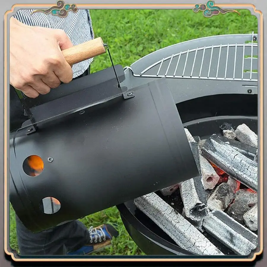 

Durable Outdoor BBQ Rack Tools Outdoor Kitchen Barbecue Fire Chimney Starter Bucket Fast Charcoal Ignition Barrel Carbon Furnace