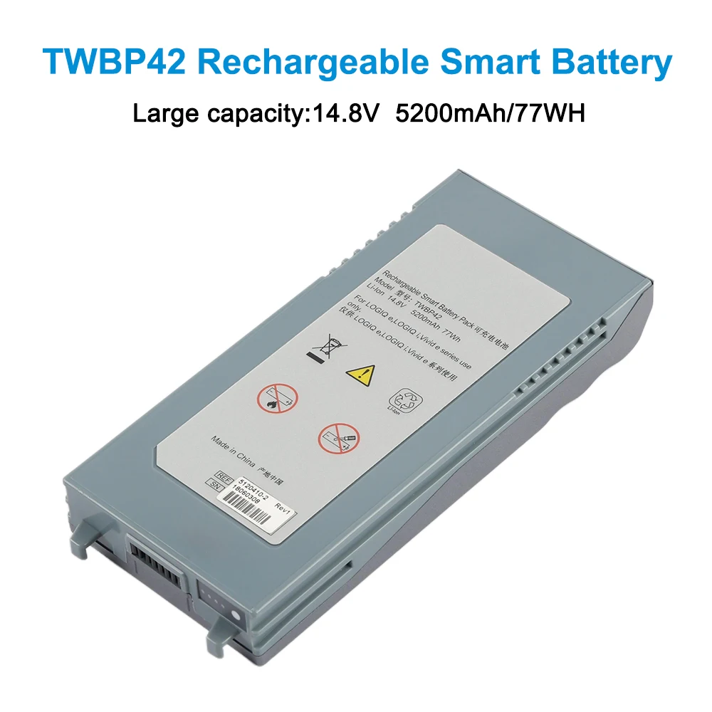 TWBP42 Battery For GE Logic-E Logiq I Vivid E Series Ultrasound 5120410-2 5422172 M2836 M2836NO 14.8V 5200mAh/77WH