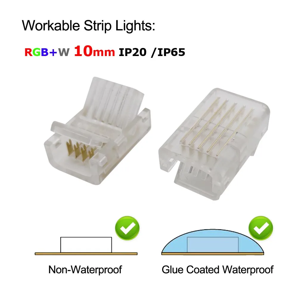 5-контактный 10 мм коннектор для светодиодной ленты, удлинитель провода, клемма для ленты RGBW, фиксирующие зажимы