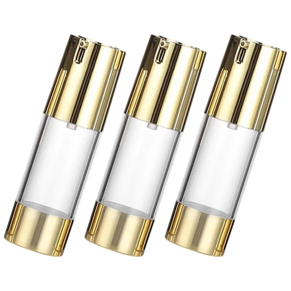 3PCS Oro Airless Pompa Bottiglia di Lozione 50ml Formato di Viaggio Vuoto Design Contenitore Idratante Fondotinta Olio Bottiglia Riutilizzabile U