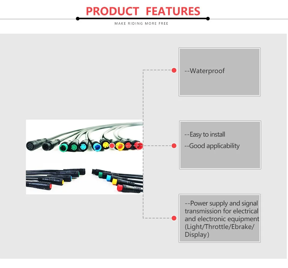 Julet Connector Higo Connector 2 3 4 5 6Pin Cable Waterproof Connector For Ebike Bafang Display Pin Optional Cable Ebike Parts