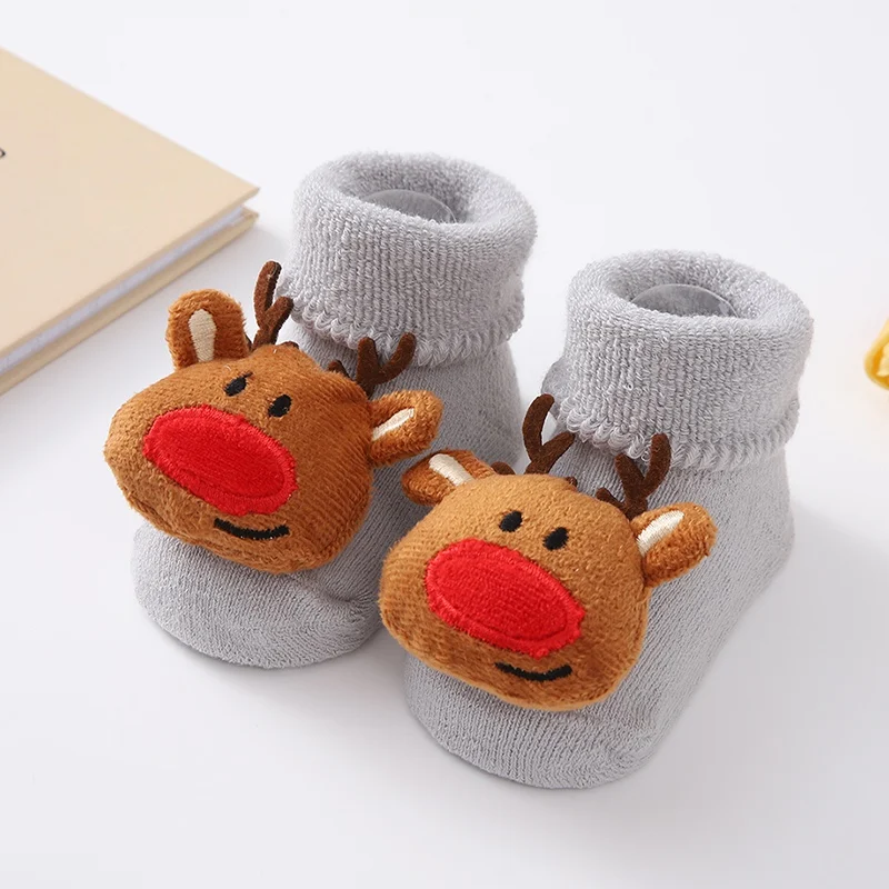 

0-1Y 3D Cartoon Cute Cotton Sock Christmas Kids Children Socks Girls Boys Toddler Socks Non-slip Newborn Infant Short Socking