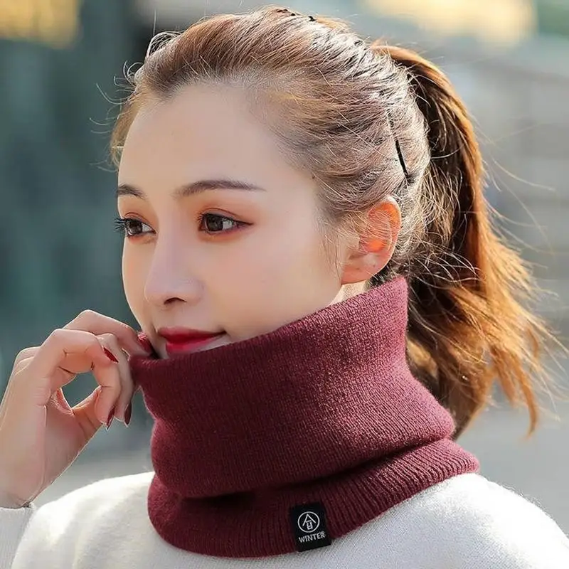 Fleece Neck Warmer Men women Winter Hat Scarf Tube Shape Warm Knit Winter Hat For Thicken Cycling Face Cover Pullover Knitted