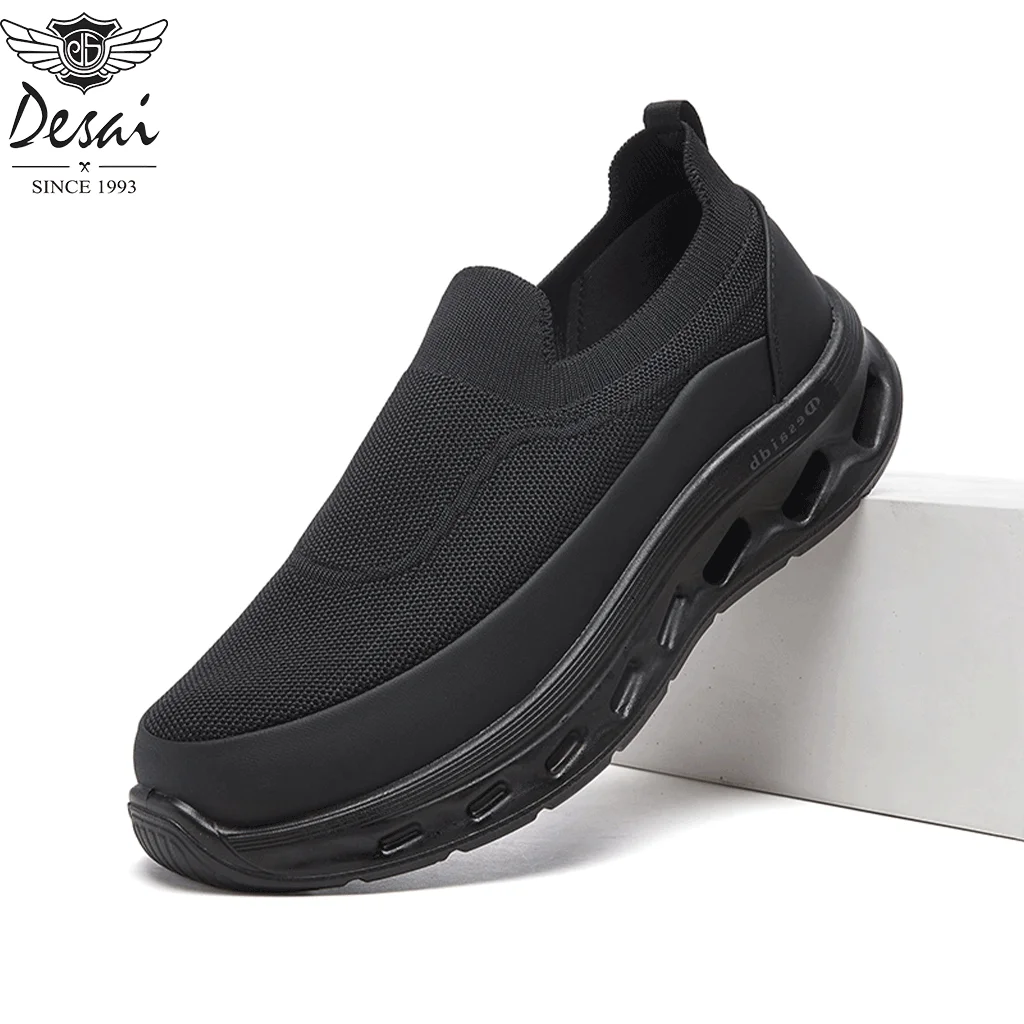 Desai Men's 2026 Autumn Hands-free Slip-on Walking Shoes Breathable Knit Cushion Sole For Daily Commute Office All-day Wear