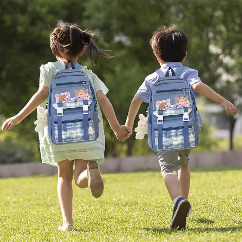 Cute Backpack Set For Girls School Backpack For Kids Pencil Case Tote Bag Schoolbag Backpack With Rabbit Pendant Student Back To