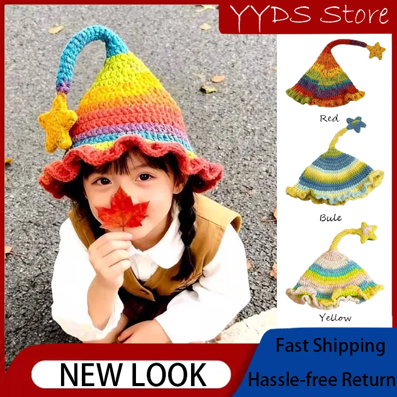 cappello-da-elfo-per-bambini-autunno-inverno-lavorato-a-mano-all'uncinetto-in-lana-arcobaleno-calda-stile-strega-genitore-figlio-lungo-con-sfumature