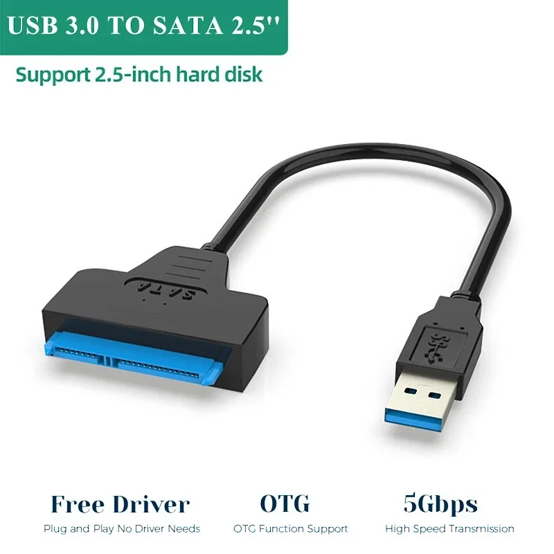 SATA To USB 3.0/2.0 Adapter Cable USB To SATA Cable Support 22pin 2.5 Inch External HDD SSD Hard Drive Computer Laptop Connector