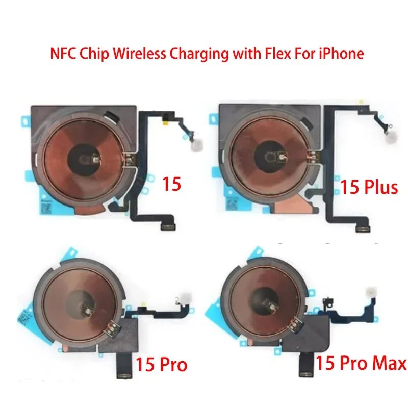 

NFC wireless charging coil sticker with volume power flex cable replacement part for iPhone 15 plus pro Max