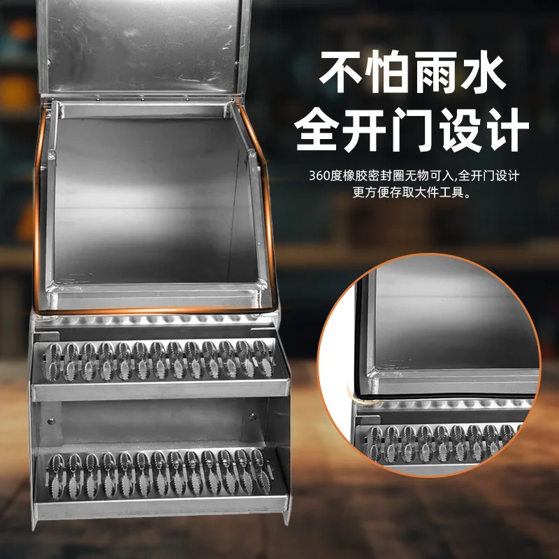 Aluminum Truck Bed Step Tool Box with Top Opening Door, Rubber Sealed Lid and Lockable T Handle for Pickup Truck and Trailer