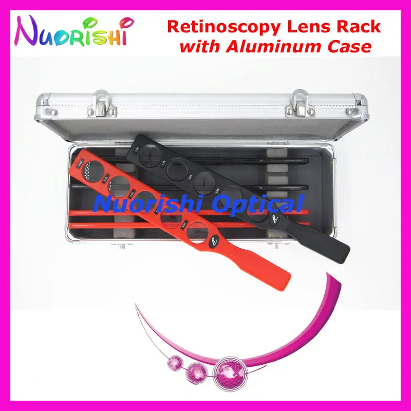 E03-10 Good Quality Ophthalmic Supplies Retinoscopy Trial Board Lens Rack Set Kit 6 Plastic Bars 30 Lenses Aluminum Case