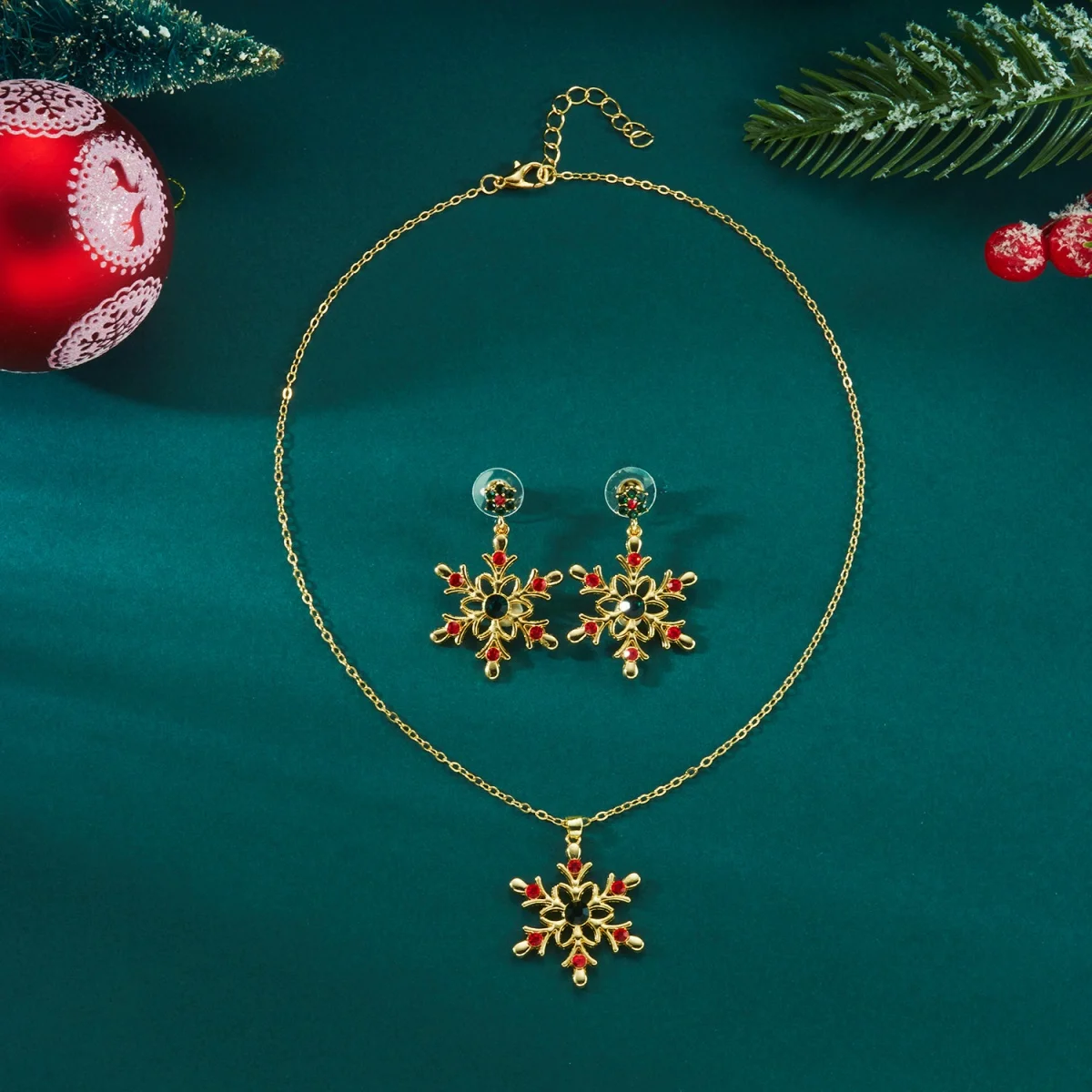 Weihnachten Schmuck Set Bunte Strass Imitation Perle Schneeflocke Halskette Ohrringe Set Neue Jahr Urlaub Geschenk Für Frauen Männer