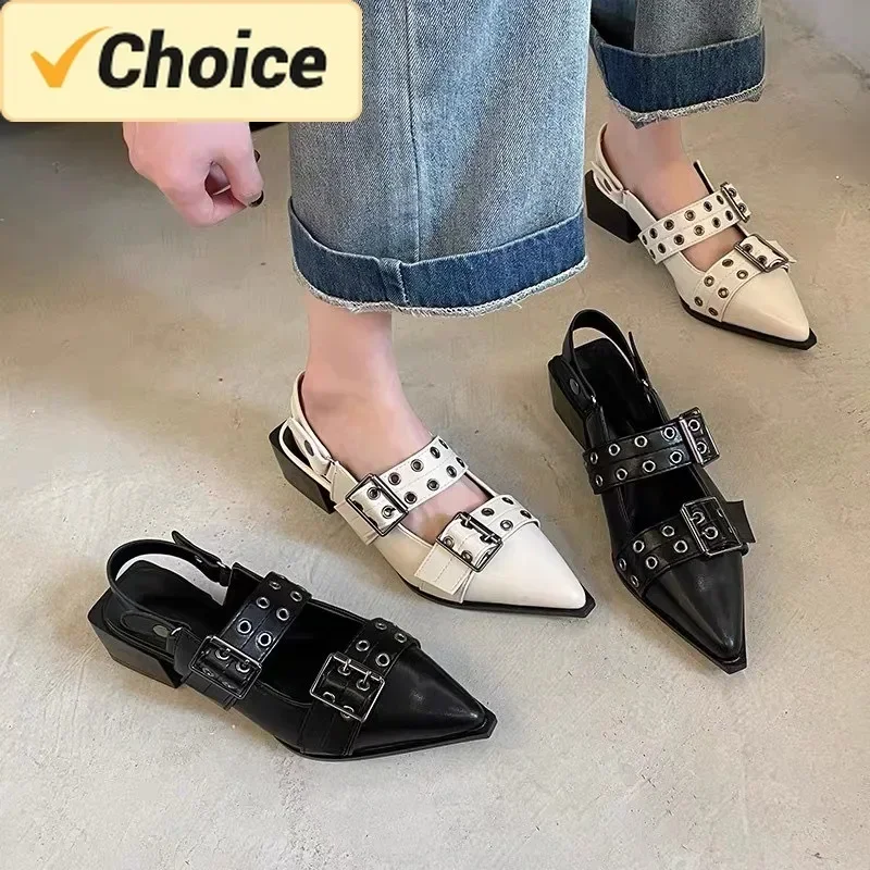 

Women Flat With Shoes Designer Luxury Buckle Fashion Ladies Flats Shoes Slingback Pointed Toe Casual Female Sandals Mules