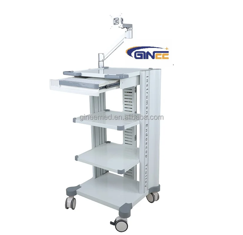 GINEE MEDICALDental Oral Scanning Cart with Monitor Mount and Oral Scanner Holder Dental Clinic Cart with Wheels for Hospital