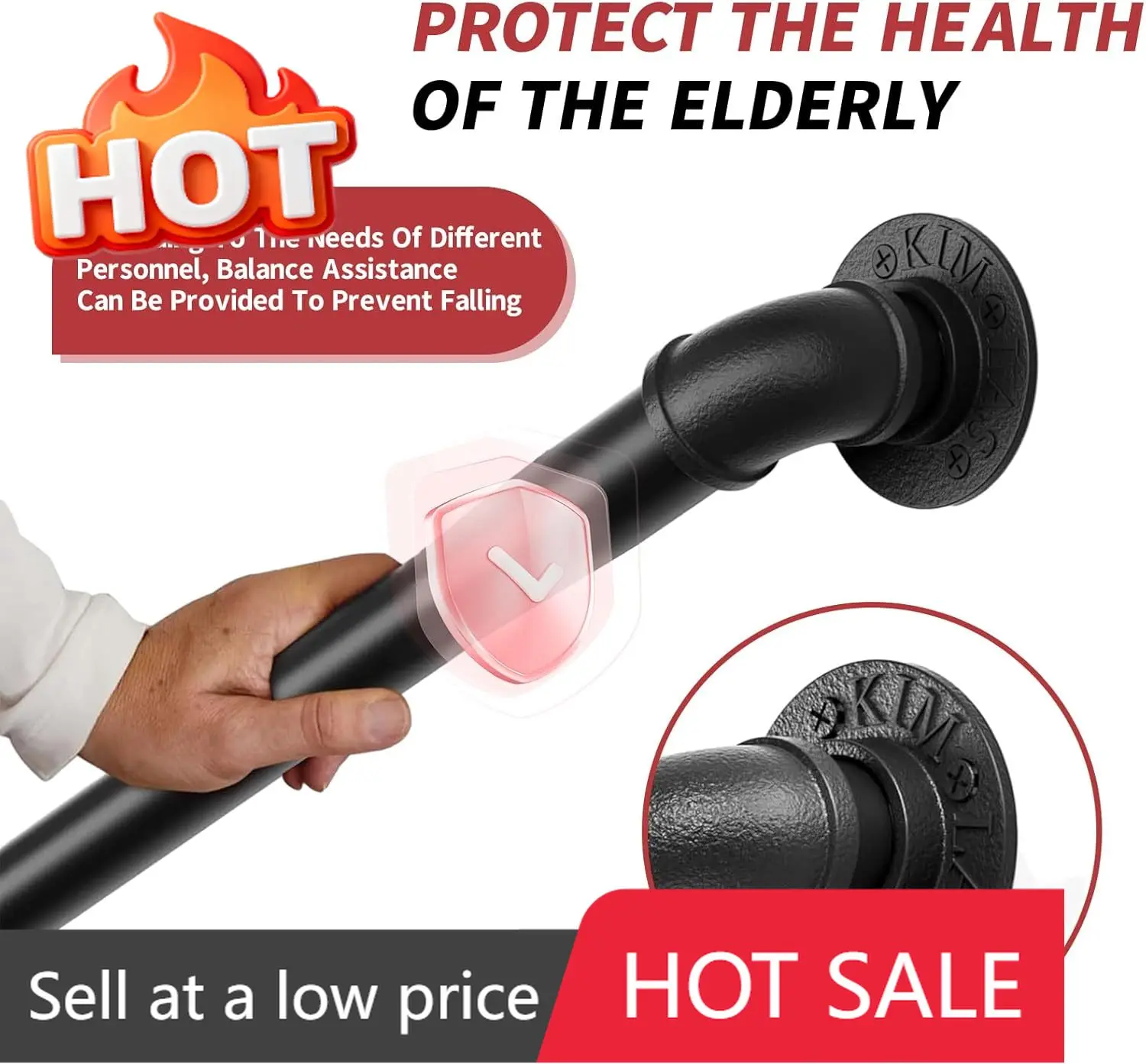 

Кронштейн для настенного крепления промышленных трубчатых поручней из углеродистой стали 3 м (10 футов), круглый, для внутреннего и наружного использования, черный металлический, для обеспечения безопасности