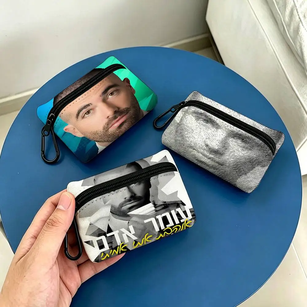 Singer Omer Adam Portable Oxford Fabric Mini Wallet Carabiner Design Small Coin Bag For Cards Keys Earphones