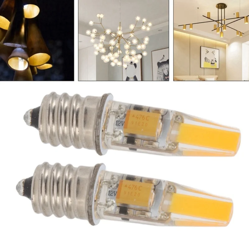 2pcs 2W 12V E12 LED Bulb Energy Saving Power Saving Candelabra Bulb Warm Light Light Bulb