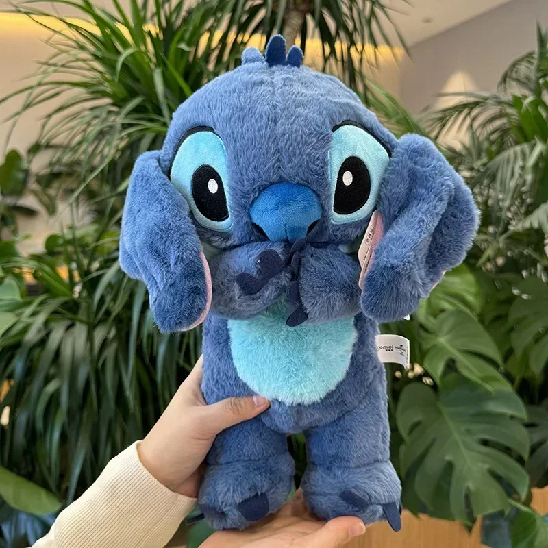 33cm Lilo & Stitch peluche bambola premendo scuotere le orecchie seduto Stitch angelo farcito morbido sonno Plushie cuscino per auto giocattolo per