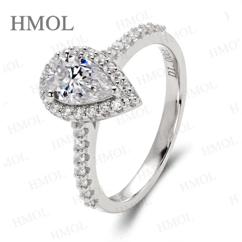 Luxury Moissanite Pear Cut VVS1 Wedding Ring 925 Silver Engagement Ring with Radiant Diamond-Like Quality Perfect Bridal Jewelry