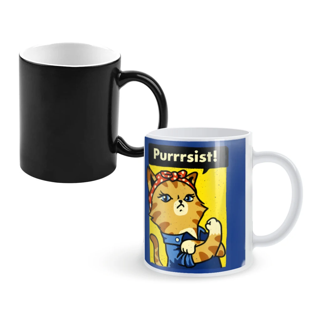 

Purrrsist!Coffee Mugs And Mug Creative Color Change Tea Cup Ceramic Milk Cups Novelty Gifts