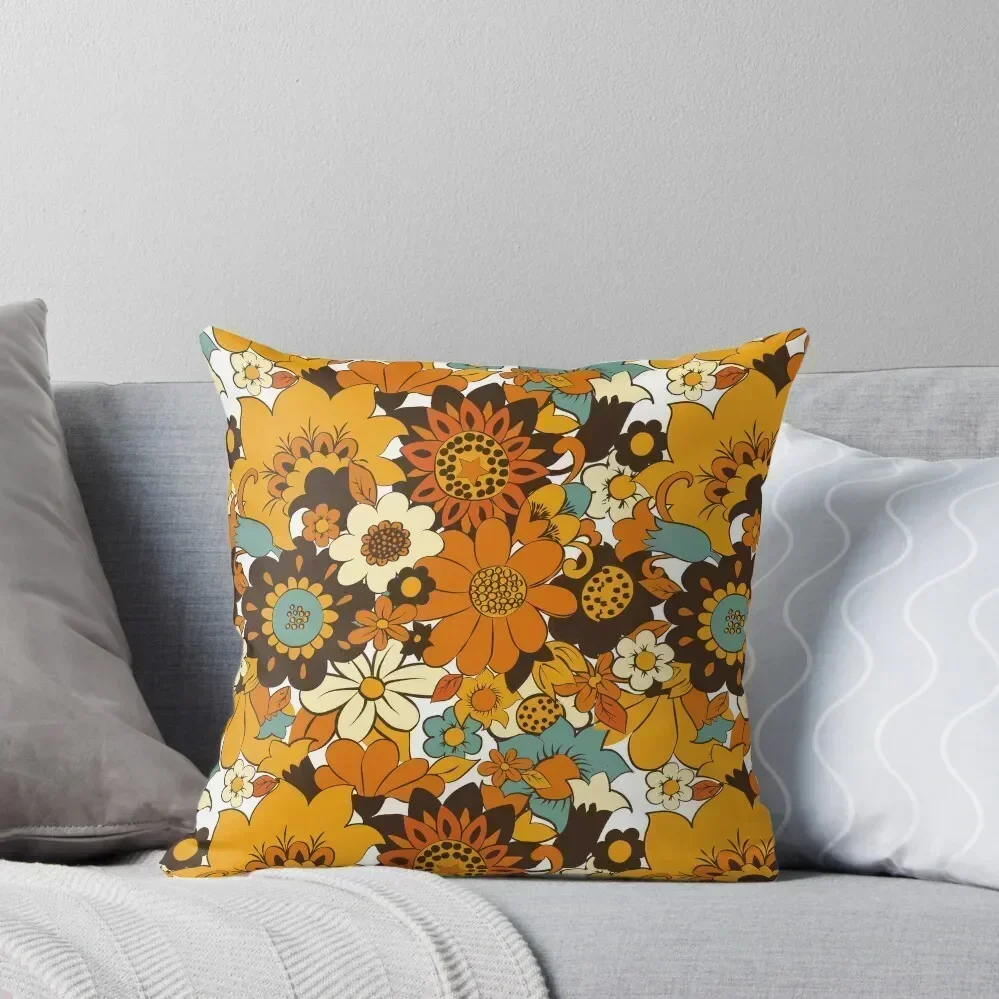 

70s 60s retro Flower Power, Floral Pattern Throw Pillow Pillow Cases Decorative ornamental pillows for living room pillow