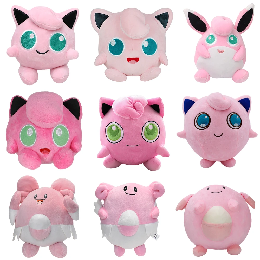 Pokemon Jigglypuff wigglytuff ชุดสีชมพูน่ารักตุ๊กตาหนานุ่ม blissey chansey cleffa อะนิเมะตุ๊กตายัดไส้ของขวัญคุณภาพสูง