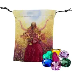 Tarot Card Holder Double Sided Print Velvet Jewelry Pouch Tarot Card Storage Bag with Drawstring Storage Bags Jewelry Pouch Bags