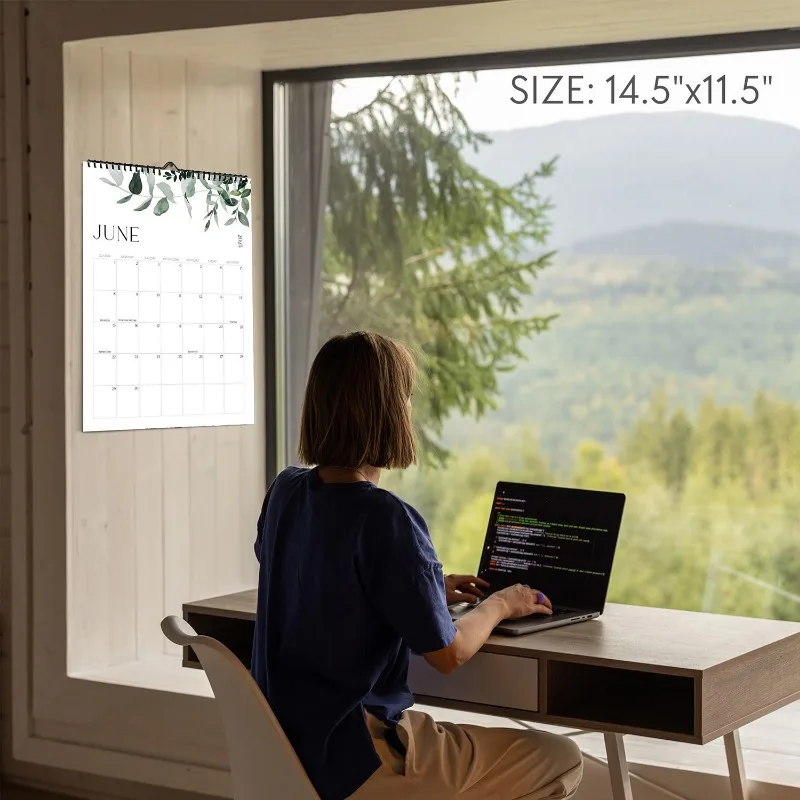 English Calendar 2025 Minimalist Yo Coil Wall Calendar Spacious Monthly Layout Easy-to-read Numbers Letters Calendar