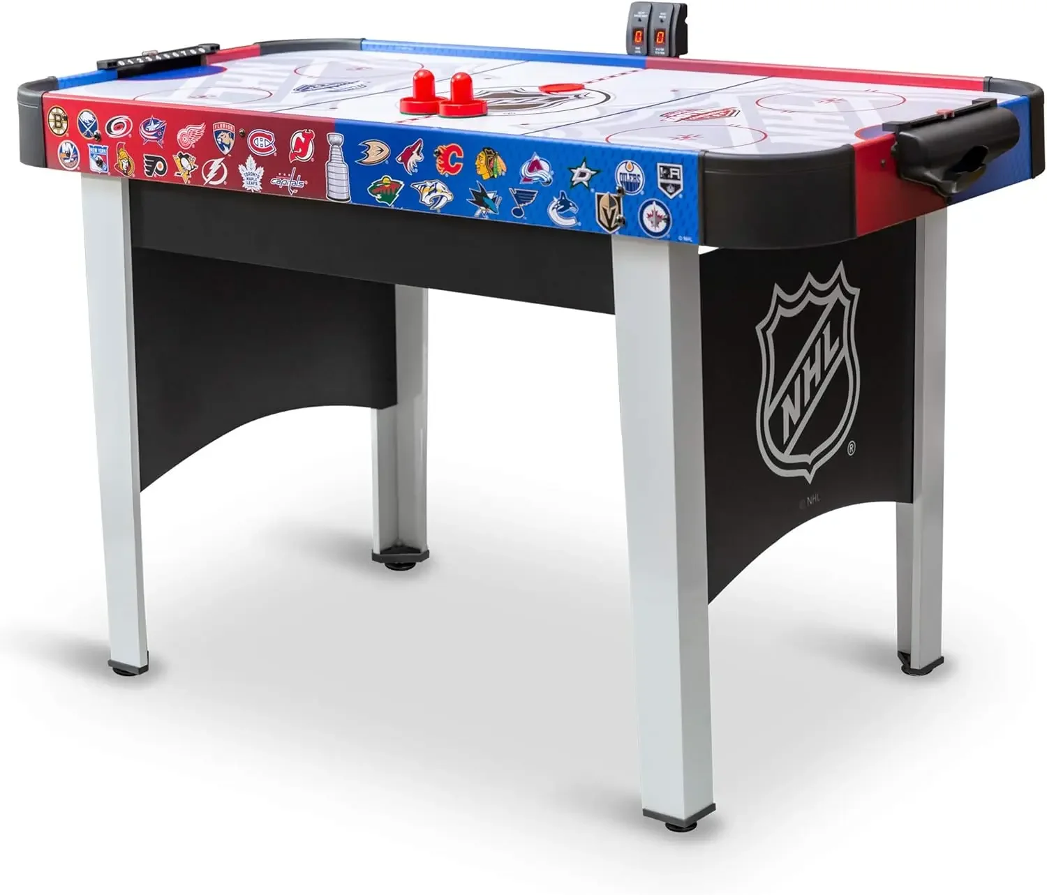 Rush Indoor Hover Hockey Game Table; Easy Setup, Air-Powered Play with LED Scoring, Multicolored