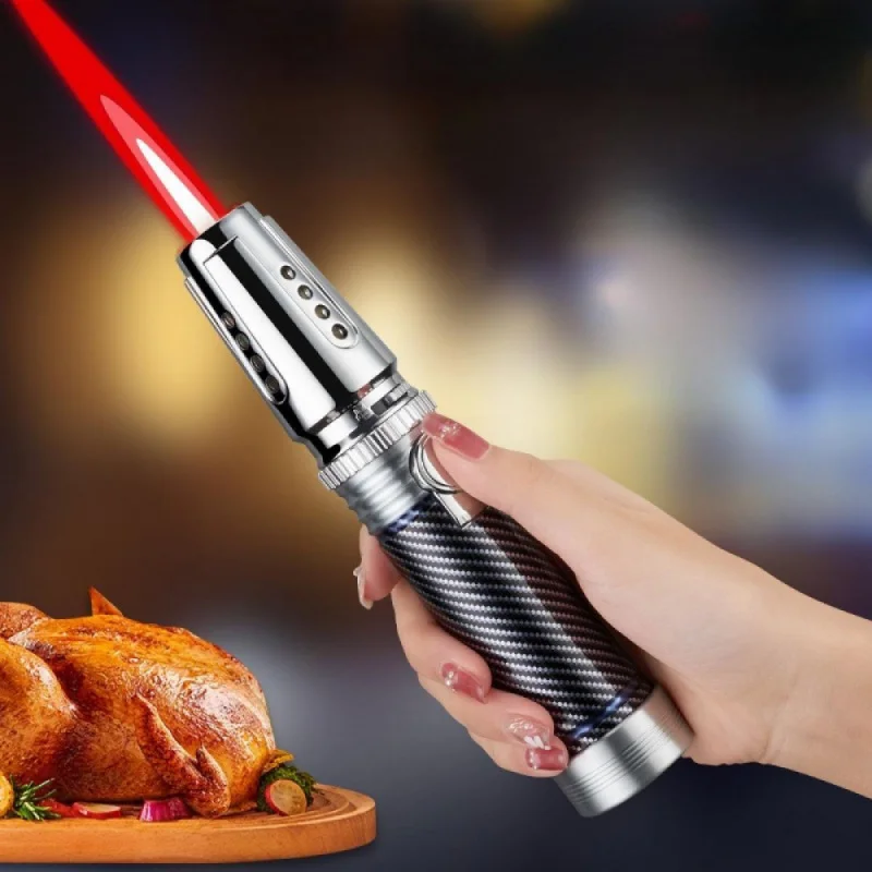 Multifunctional Metal Torch Lighter, Windproof Jet Flame With Safety Lock, Refillable For BBQ Camping, Gift (Without Fuel)