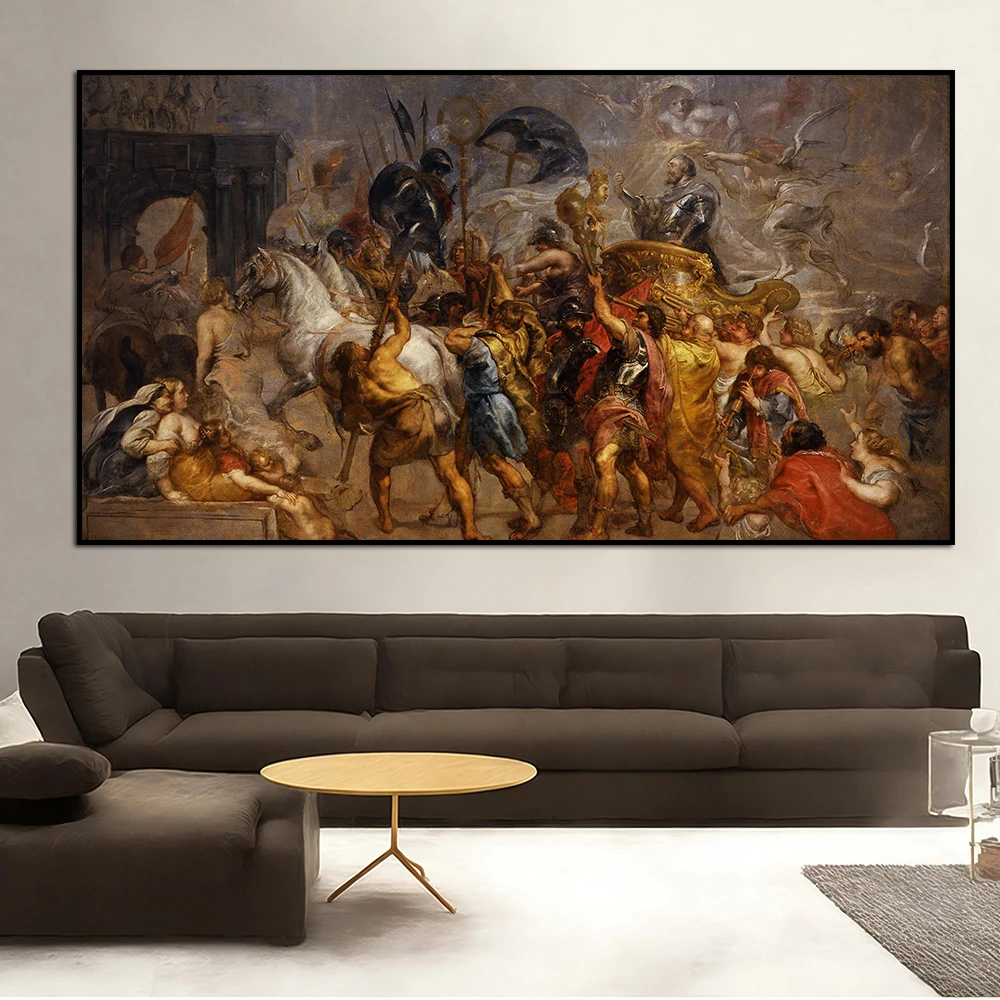 The Triumphal Entry of Henry IV into Paris Poster Retro Wall Art Rubens Painting Canvas Print Vintage Room Decor Picture Cuadros