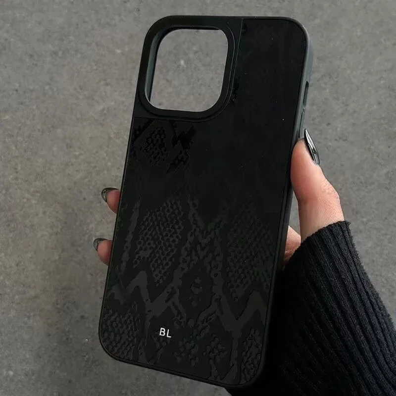

Mirror Surface Snake Black Phone Case Cover for IPhone 11 12 13 14 15 16 Pro Max Case