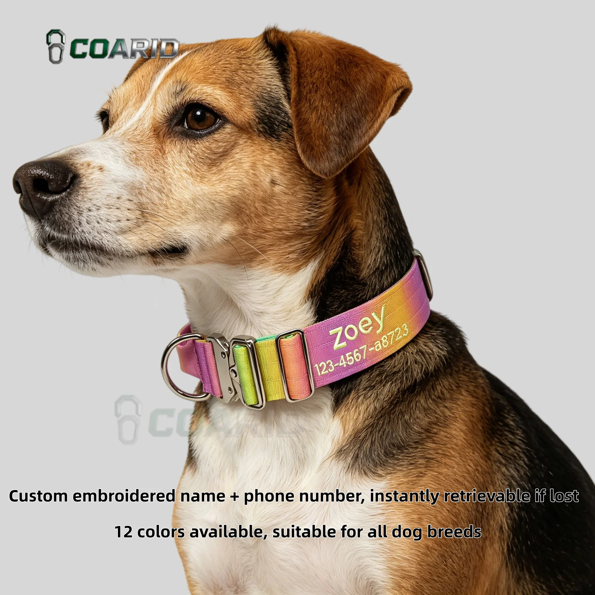 

CustomGradientDogCollar12ColorsKnittedPersonalizedPetCollarwithNameEngravedHeavy Duty Quick Release Buckle for Medium Large Dogs