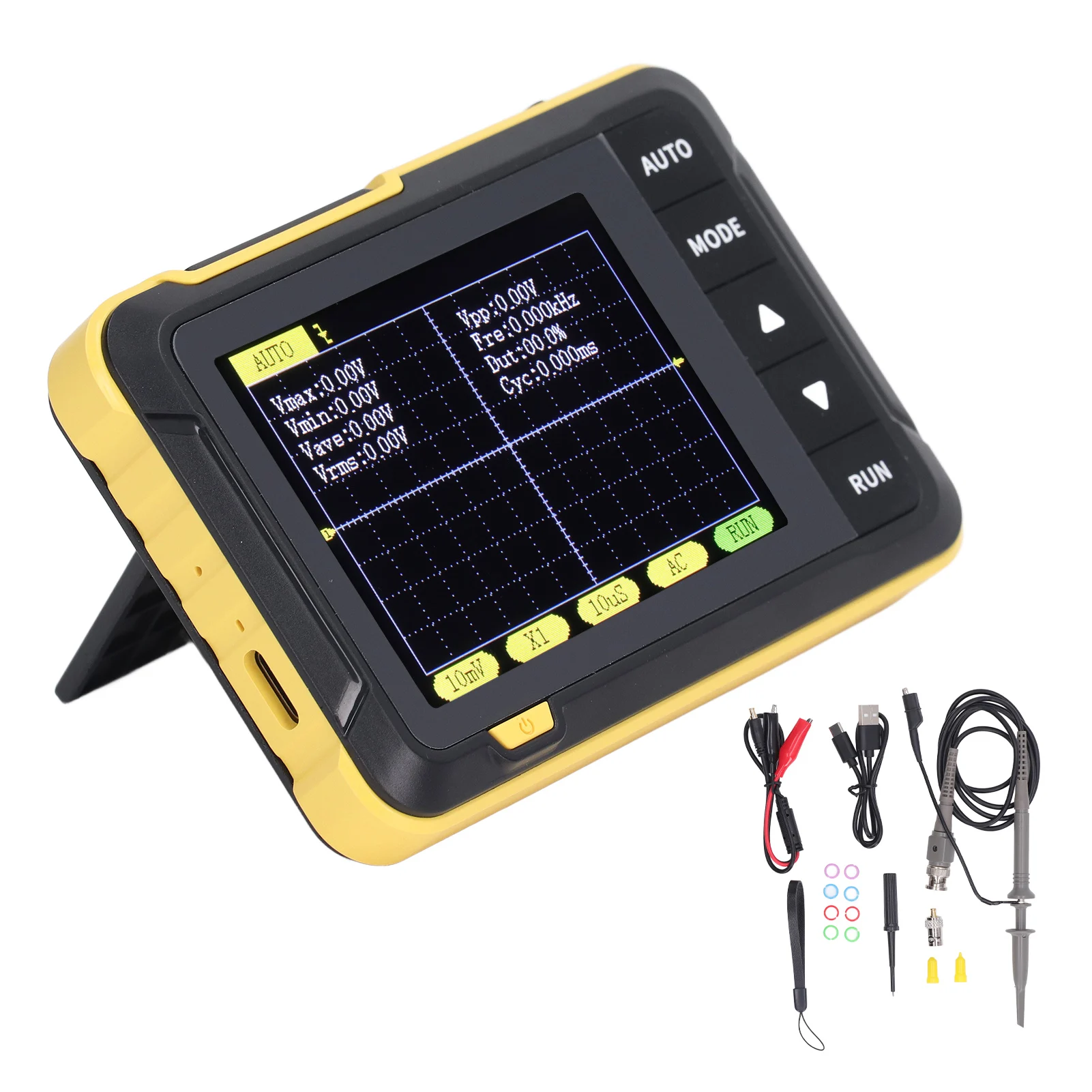 2.8in Mini Handheld Oscilloscope Analog Digital Signal Portable Oscillograph Meter 200K Bandwidth 2.5MS/s Sampling Rate