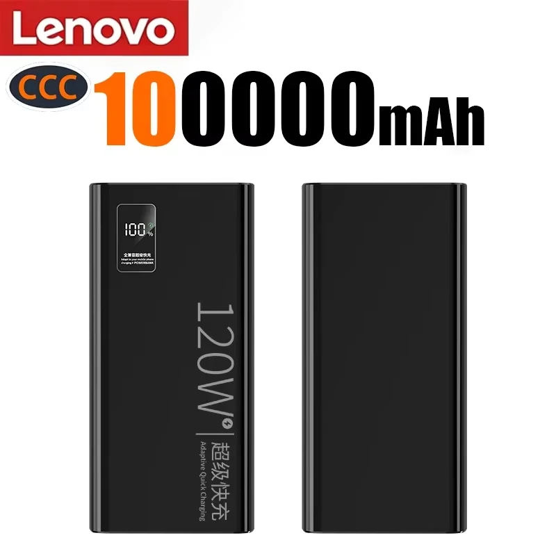 Lenovo 2026 Grote Capaciteit 500000mAh Powerbank 120W Snel Opladen LEDPower Bank Draagbare Batterijlader Voor Iphone Samsu