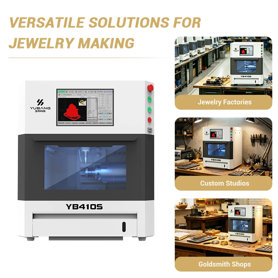 YUBANG YB-410S 4-Axis Jewelry CNC Machine 60000RPM High Speed Engraving Milling 99.9% Gold Recovery RTCP Accuracy