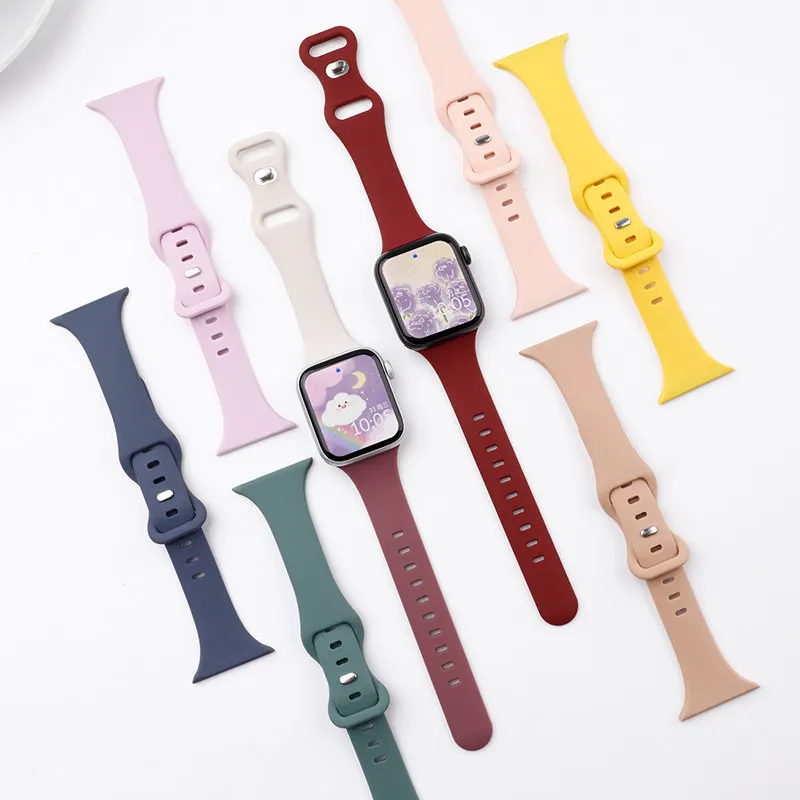 Armband für Apple Watch Serie 10 45mm 44mm 40mm 41mm 42-46mm Sportarmband iWatch 8 7 SE 4 5 6 9 Ultra 2 49mm Schlankes Silikonband