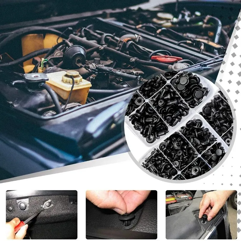 925pcs Car Fastener Clip Kit Push Retainer Clips Auto Body Fender Rivet Clips Retainer Pin Rivet Bumper Door Trim Panel Repair