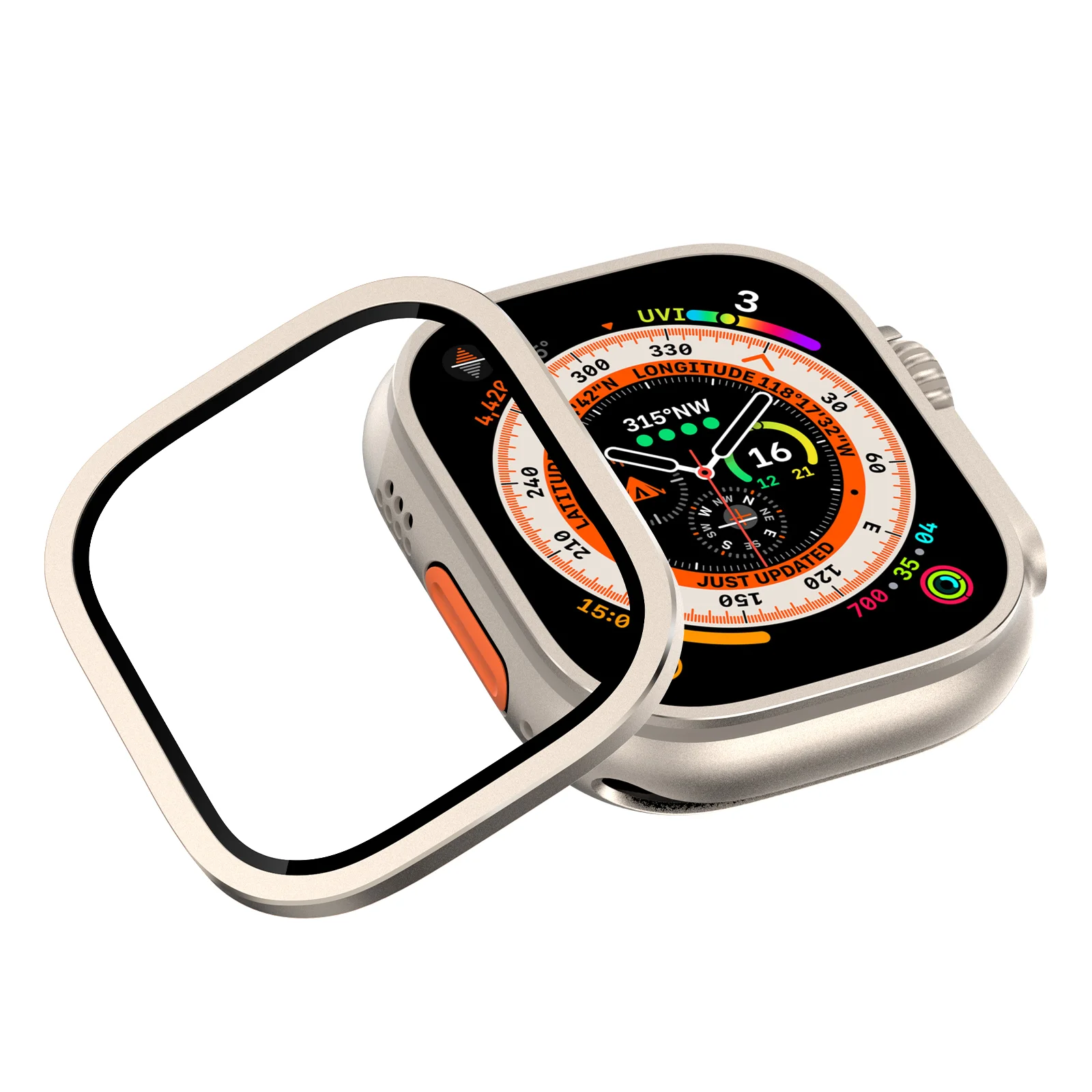 Чехол из алюминиевого сплава для Apple Watch Ultra, 49 мм, защита экрана от царапин, защитная рамка, пленка из закаленного стекла, оболочка, аксессуары