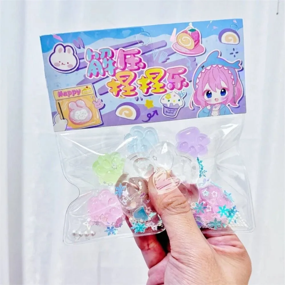 6 pçs/saco novo transparente luminoso gato pata tpr mini estiramento brinquedos kawaii brinquedo de descompressão presente festa