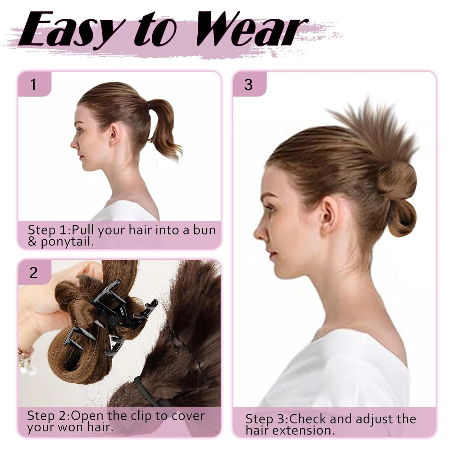 Messy Bun Hair Piece Dark Brow - Claw Clip Messy Bun Hair Piece 评论和价格