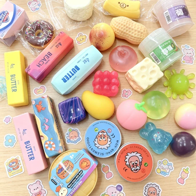 Multi Slow-Rising Squishy, Random Includes: Cheese Squeeze Toys, Steamed Buns And Dumplings,Long Butter Bread,Bear Squishy Toys.