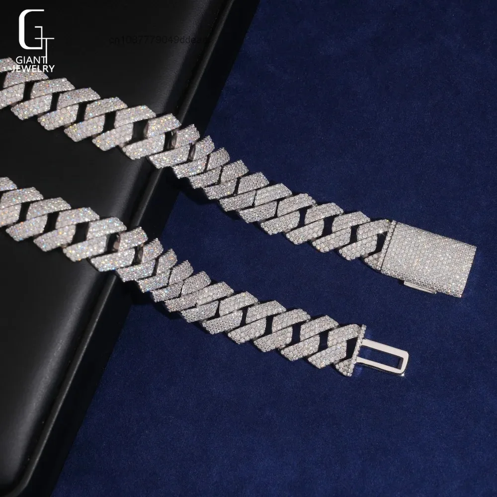 HipHop Moissanite Jewelry 925 Sterling Silver Moissanite Cuban Link Chain Past Diamond Tester 16MM Moissanite Cuban Chain Mens..