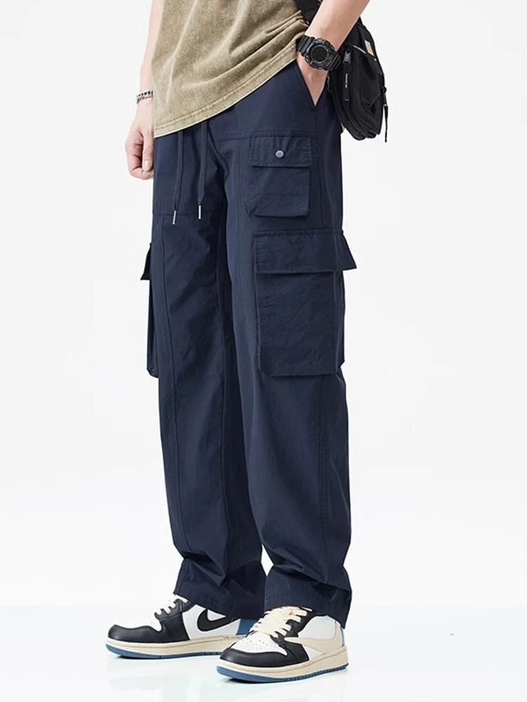 

Мужские повседневные брюки для активного отдыха в стиле ретро, быстросохнущие, свободного кроя, с множеством карманов, функциональные рабочие брюки, летние